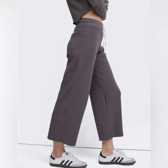 MATE The Label Organic Cotton Thermal Wide Leg Pants Charcoal Size XS - Picture 3 of 13